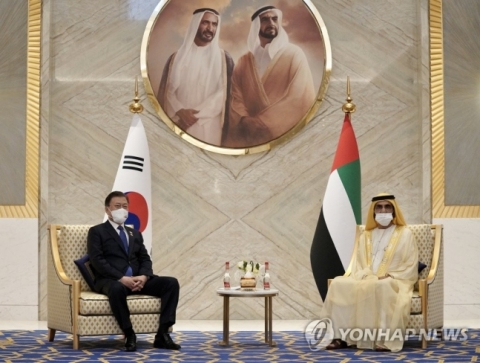 문 대통령, 두바이 통치자와 회담···韓 기업 UAE 경제발전 지속 평가